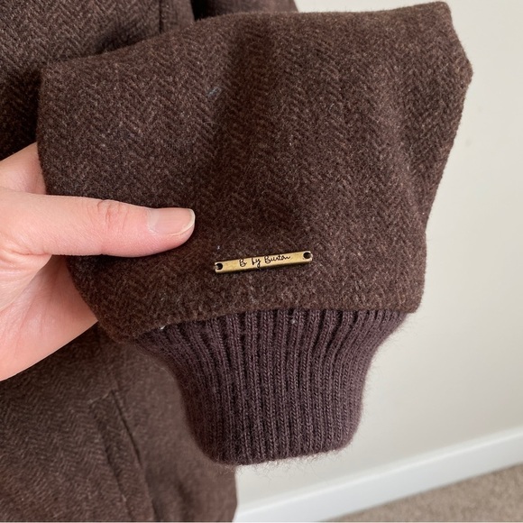 B by Burton Womens Brown Wool Blend 1/2 Zip Pullover Heavy Hooded Sz M - Picture 6 of 12